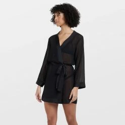Bluebella Chiffon Kimono Black Nightwear