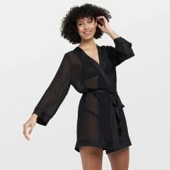 Bluebella Chiffon Kimono Black Nightwear