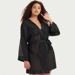 Bluebella Chiffon Kimono Black Nightwear