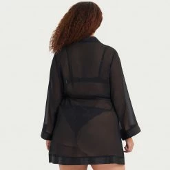 Bluebella Chiffon Kimono Black Nightwear
