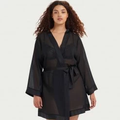 Bluebella Chiffon Kimono Black Nightwear