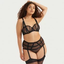 Bluebella Karolina Suspender Thong In Black Lingerie