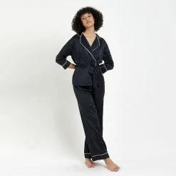 Bluebella Nightwear Wren Kimono And Trouser Set Black