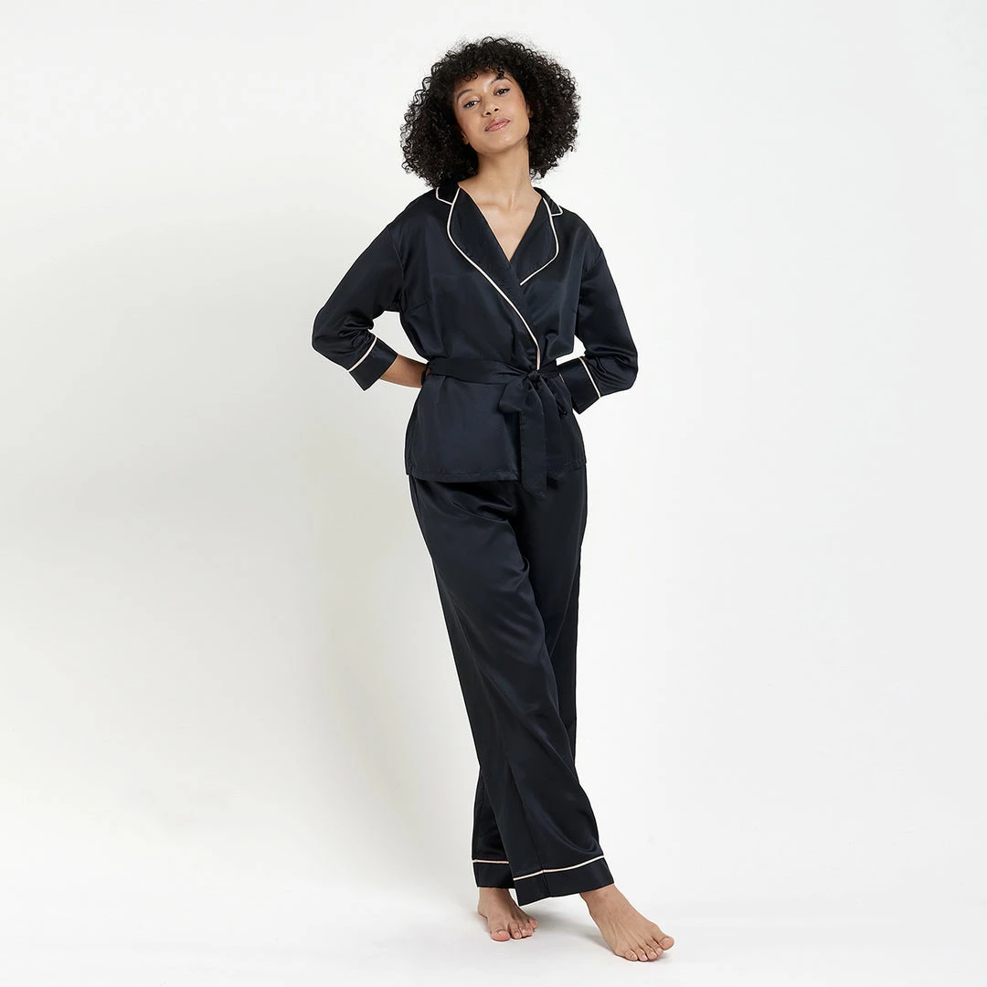 Bluebella Nightwear Wren Kimono And Trouser Set Black 1 Bluebella Nightwear Wren Kimono And Trouser Set Black