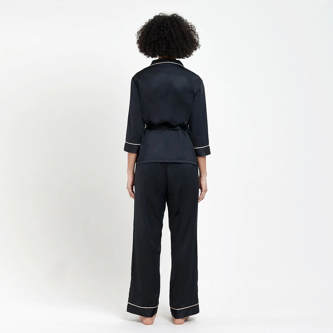 Bluebella Nightwear Wren Kimono And Trouser Set Black 2 Bluebella Nightwear Wren Kimono And Trouser Set Black