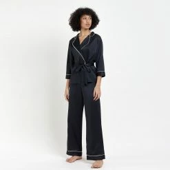 Bluebella Nightwear Wren Kimono And Trouser Set Black 16 Bluebella Nightwear Wren Kimono And Trouser Set Black