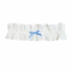 Bluebella Lingerie Ivory & Blue Bridal Garter In Lace