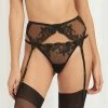 Bluebella Marseille Black Lace Suspender Belt Lingerie