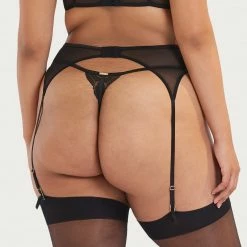 Bluebella Marseille Black Lace Suspender Belt Lingerie