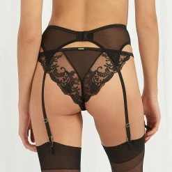 Bluebella Marseille Black Lace Suspender Belt Lingerie