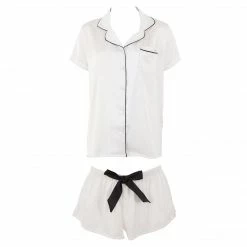 Bluebella Abigail Shirt And Short Set Ivory/Black