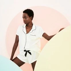 Bluebella Abigail Shirt And Short Set Ivory/Black