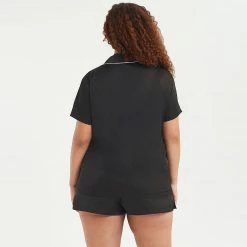 Bluebella Nightwear Abigail Shirt And Short Set Black/Pale Pink