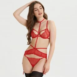 Bluebella Lingerie Enya Suspender Harness With Detachable Harness Red