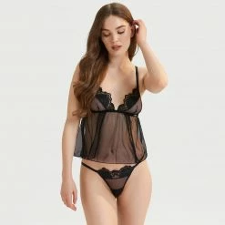 Bluebella Gifts|Nightwear Gifts Ina Cami And Thong Set Black