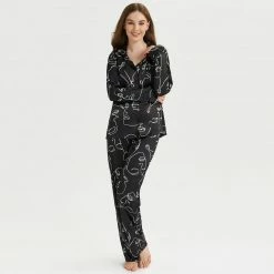 Bluebella Gifts|Nightwear Gifts Leon Shirt And Trouser Set Black/White