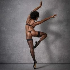 Bluebella Back Seam Leg/Plain Top Hold Ups Black Hosiery