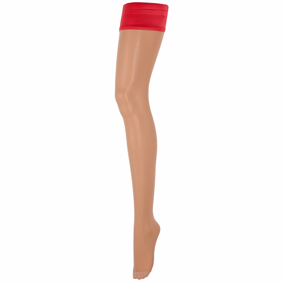 Bluebella Plain Leg/Plain Top Hold Ups Sheer/Red Hosiery 3 Bluebella Plain Leg/Plain Top Hold Ups Sheer/Red Hosiery