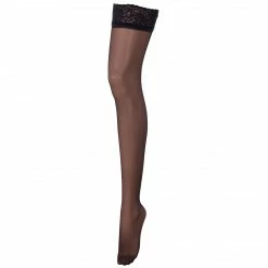 Bluebella Hosiery Plain Leg/Lace Top Hold Ups Black