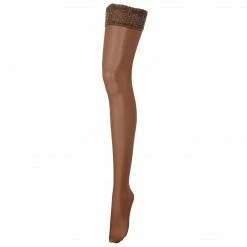 Bluebella Plain Leg/Lace Top Hold Ups Caramel Hosiery