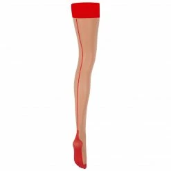 Bluebella Back Seam Leg/Plain Top Stockings Sheer/Red 6 Bluebella Back Seam Leg/Plain Top Stockings Sheer/Red