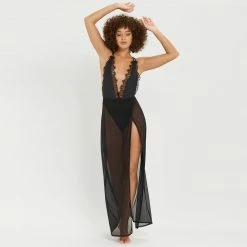 Bluebella Georgiana Long Chemise Black