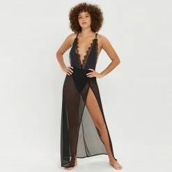 Bluebella Georgiana Long Chemise Black