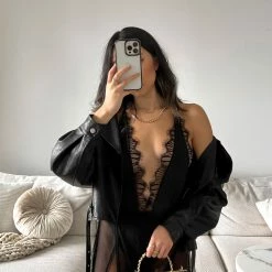 Bluebella Georgiana Long Chemise Black