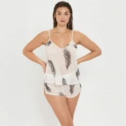 Bluebella Nightwear Laurel Cami And Short Set White/Black