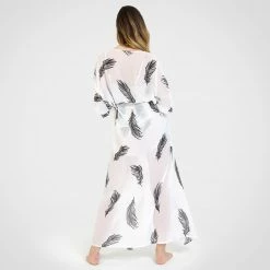 Bluebella Laurel Long Kimono White/Black Nightwear