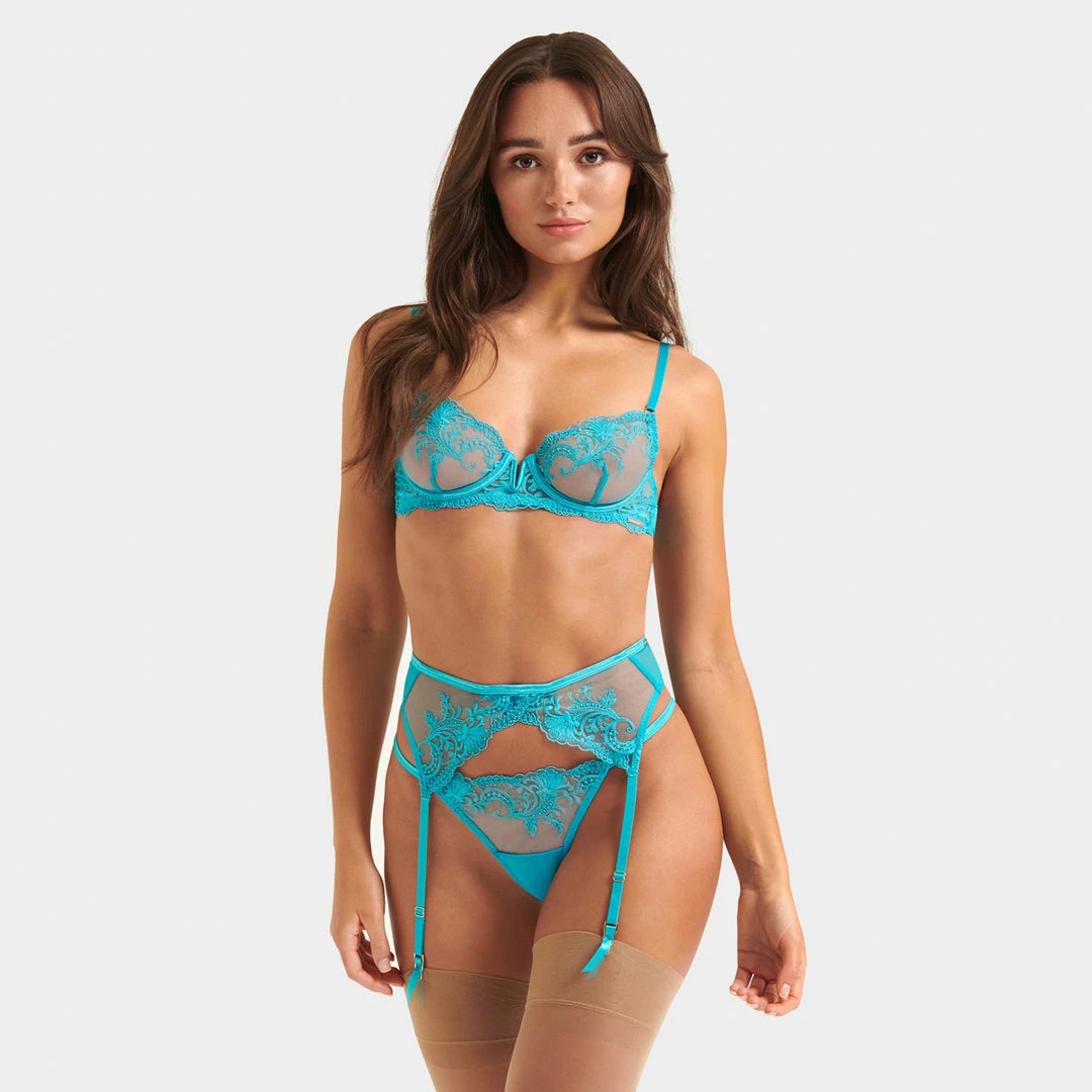 Bluebella Lingerie Marseille Suspender Peacock Blue 7 Bluebella Lingerie Marseille Suspender Peacock Blue