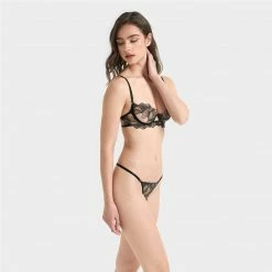 Bluebella Lingerie Adeline Thong Sheer/Black