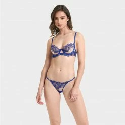 Bluebella Lingerie Adeline Brief Sheer/Surf The Web Blue