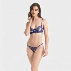 Bluebella Lingerie Adeline Brief Sheer/Surf The Web Blue