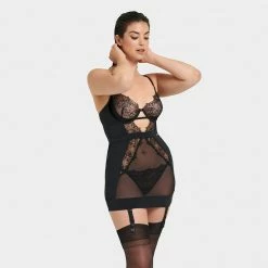 Bluebella Alanna Wired Longline Basque Black Lingerie