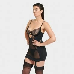 Bluebella Alanna Wired Longline Basque Black Lingerie