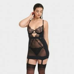 Bluebella Alanna Wired Longline Basque Black Lingerie