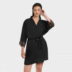 Bluebella Alanna Luxury Satin Kimono Black