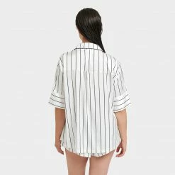 Bluebella Nightwear Alma Luxury Satin Short Pyjama Set White/Black