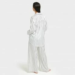 Bluebella Beau Luxury Satin Long Pyjama Set White/Black Nightwear