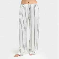 Bluebella Beau Luxury Satin Long Pyjama Set White/Black Nightwear