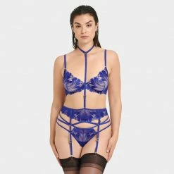 Bluebella Colette Suspender Harness Surf The Web Blue Lingerie