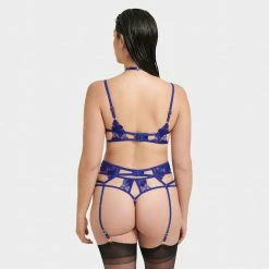 Bluebella Colette Suspender Harness Surf The Web Blue Lingerie