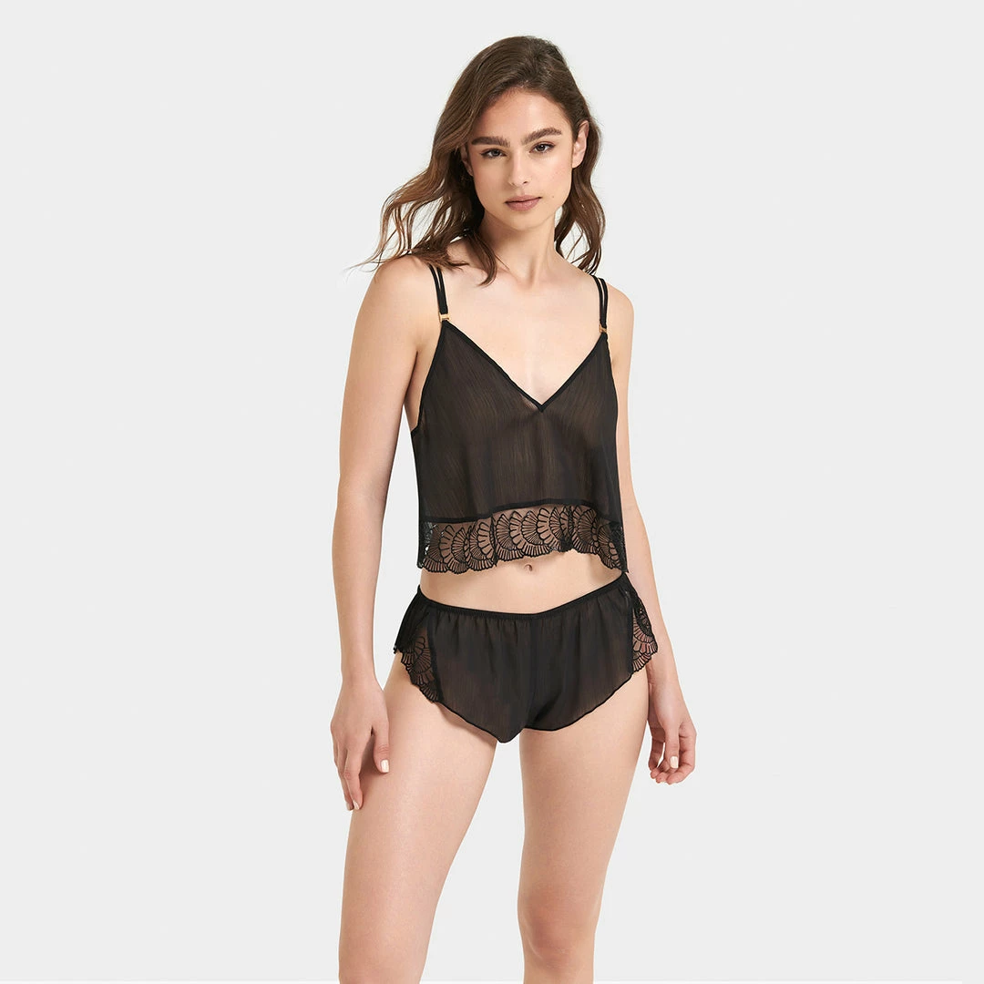 Bluebella Florence Crop Cami And Short Black Nightwear 1 Bluebella Florence Crop Cami And Short Black Nightwear