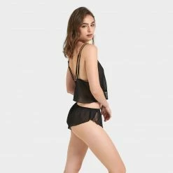 Bluebella Florence Crop Cami And Short Black Nightwear