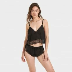 Bluebella Florence Crop Cami And Short Black Nightwear 22 Bluebella Florence Crop Cami And Short Black Nightwear