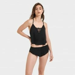 Bluebella Nightwear Layla Luxury Satin Cami And Short Set Black