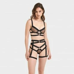 Bluebella Miriam Thigh Harness Black Lingerie