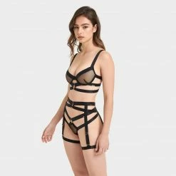 Bluebella Miriam Thigh Harness Black Lingerie