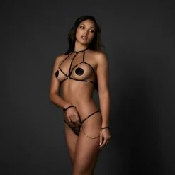 Bluebella Lingerie Valerian Open-Back Brief Black/Gold